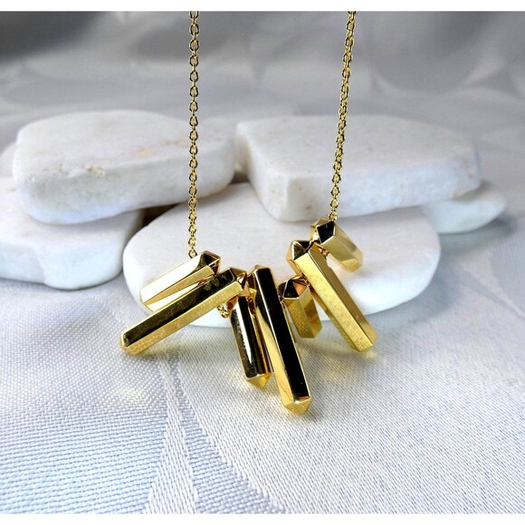 Via Saviene Aurum Small Bib Necklace Gold Plated Brass Excellent MCM - Picture 4 of 7